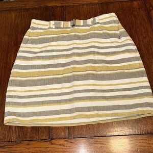 Banana Republic Factory yellow grey and white striped skirt size Medium